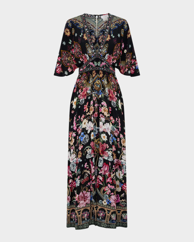 Midnight in Monserrate Ruffle-Hem Midi Dress